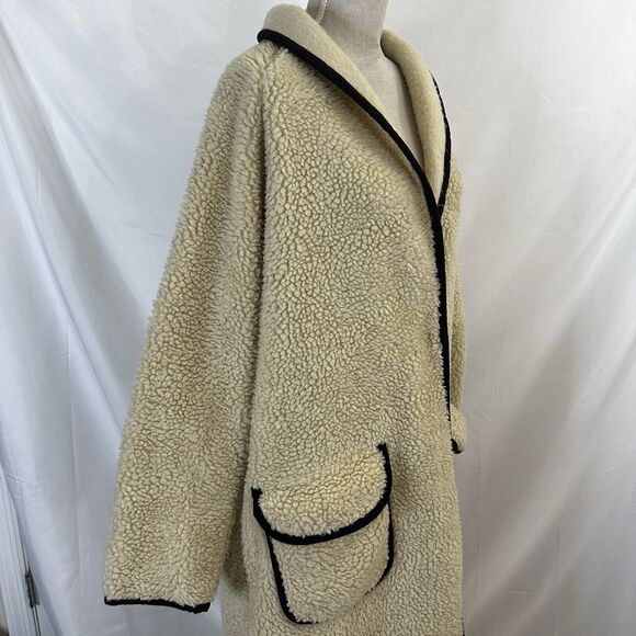 Free People Irresistible Teddy Cardi Maxi Jacket Pockets Oversized Ivory LARGE - Picture 5 of 9